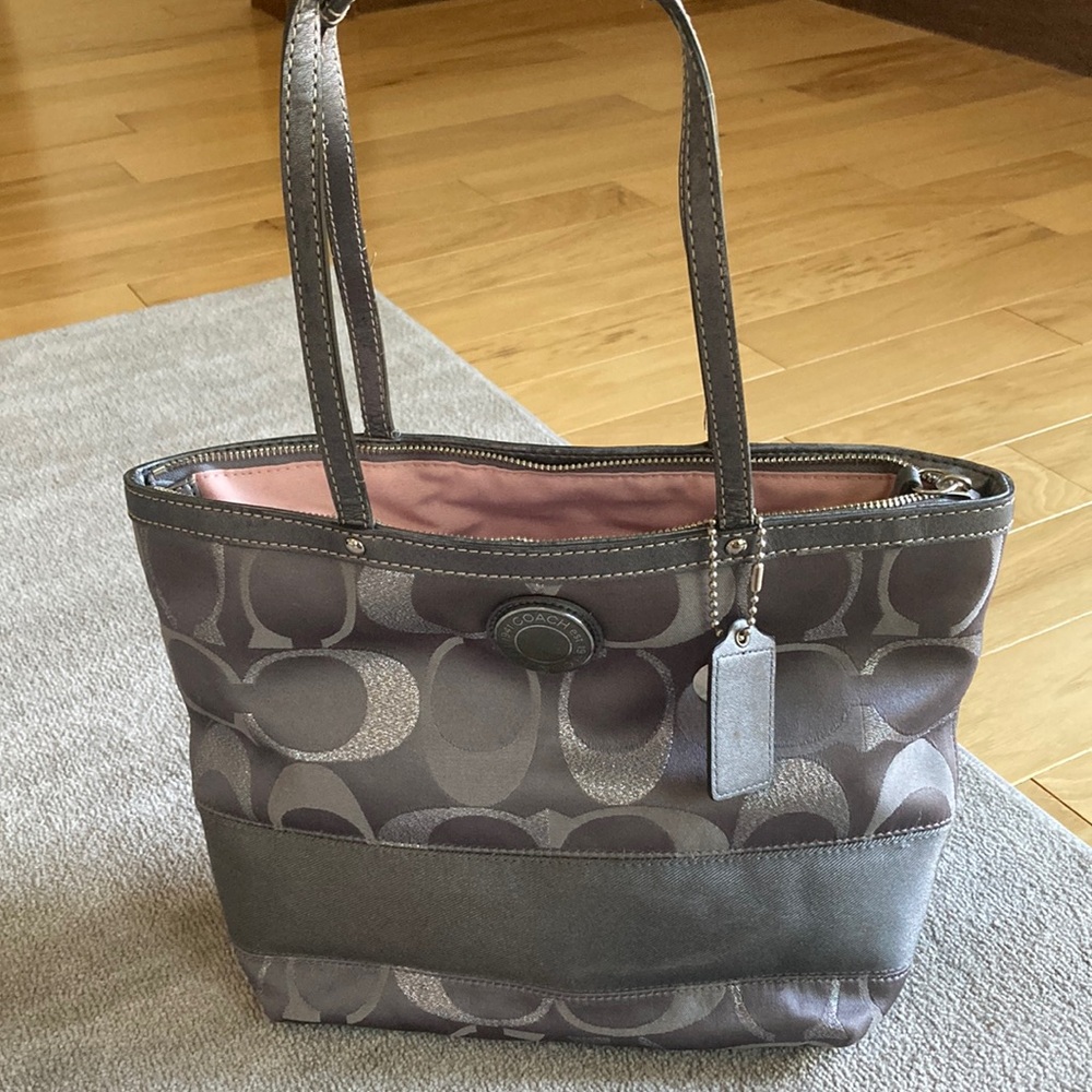 Gray Coach Signature Purse
